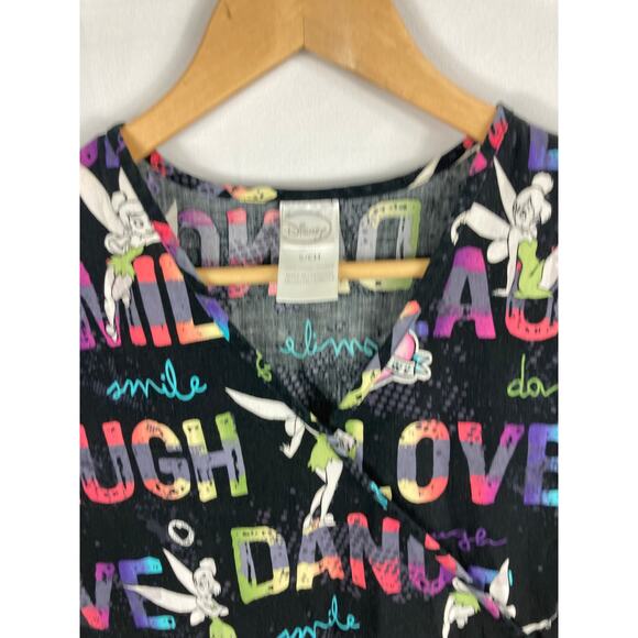 Disney Tinkerbell Love Life Dance Smile Scrub Shirt Size Small - Picture 3 of 4